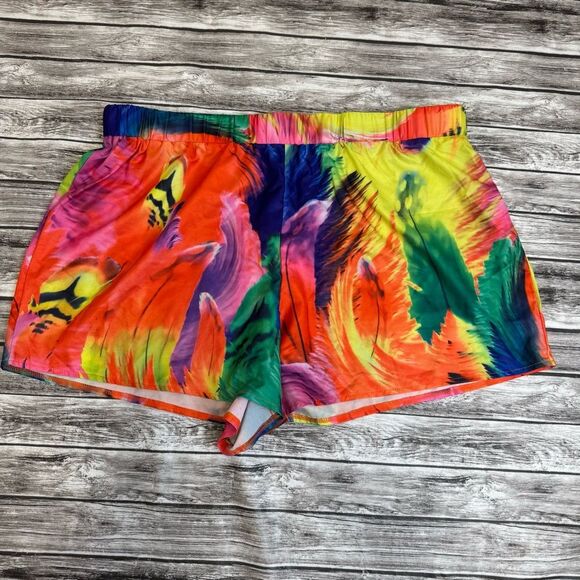 Shein Curve Womens Casual Athletic Shorts 4XL Bright Neon Multicolor Lightweight - Picture 1 of 8